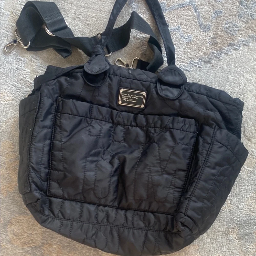 Mar Jacobs diaper bag Black Quilted Tote Bag EUC